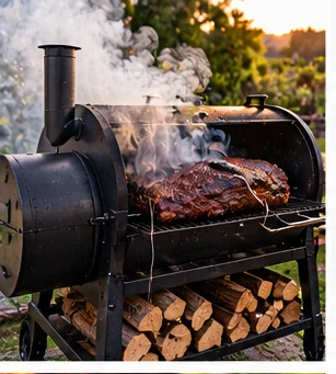 Complete Brisket Smoking Setup: Thermometers, Fuel, Wrap and Slicing Gear editorial grilling image